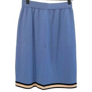 St. John Collection Light Powder Blue Santana Knit Skirt With Striped Accent 4
